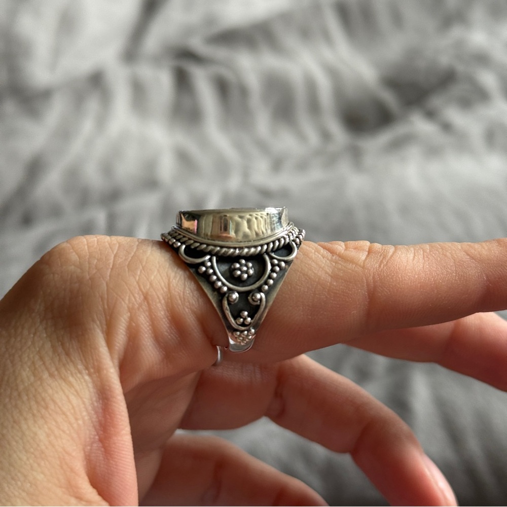 Designer Abalone Shell Ring, 925 Solid Sterling S… - image 2